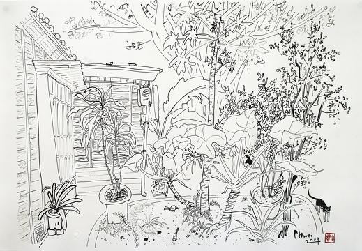 D028 Courtyard- Pen Drawing