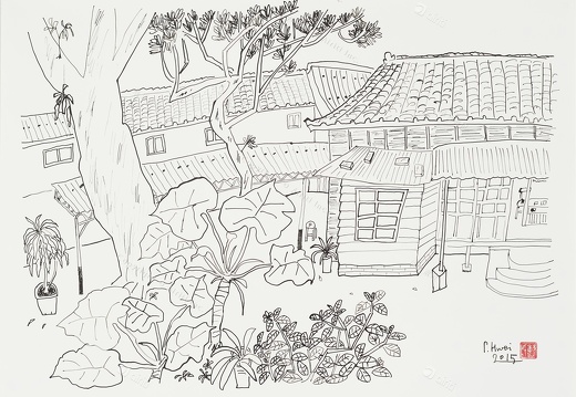 D056 Courtyard- Pen Drawing