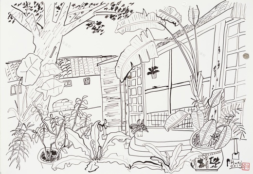 D061 Courtyard- Pen Drawing